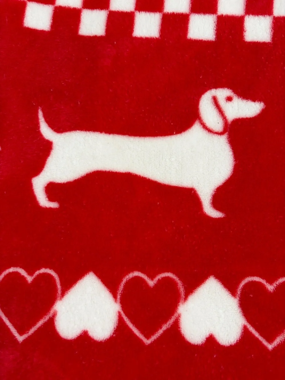VS PINK Red Fair Isle Dachshund Weiner Dog Sherpa Campus Blanket Christmas Heart